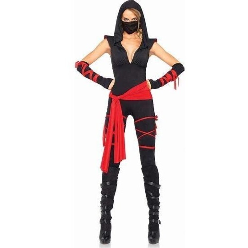 Dragon Fighter Ninja Warrior Sexy Hooded Jumpsuit ONLY Halloween Costume AdultXL